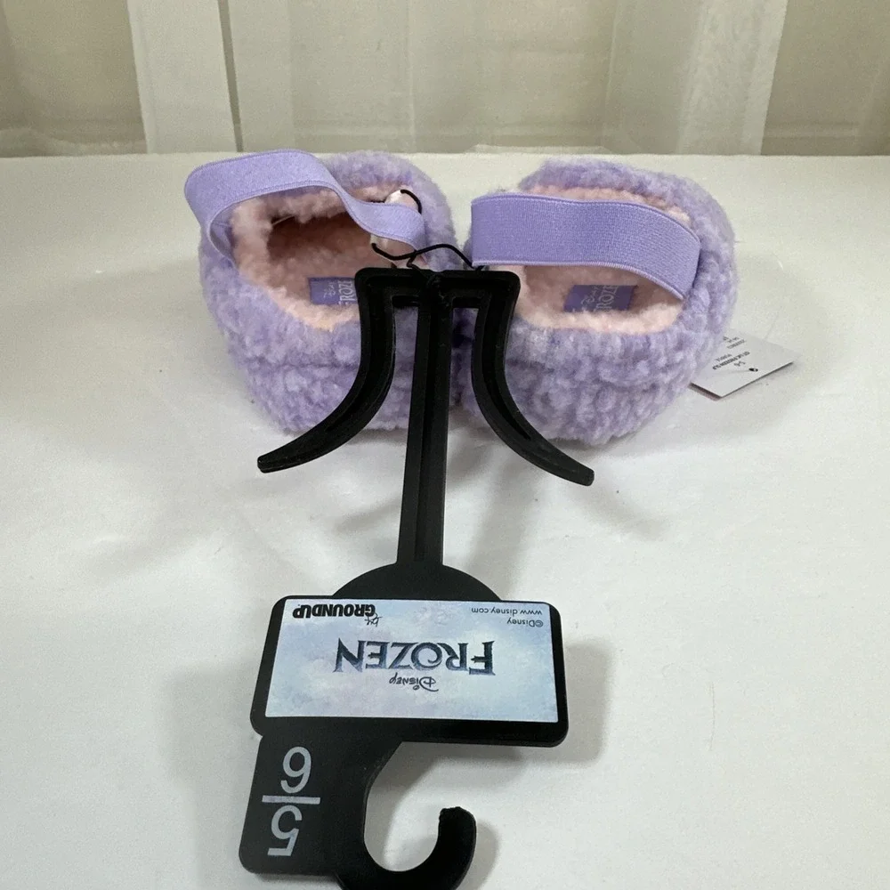 Disney Frozen Purple Slip On Slippers Back-Strap Toddler Girls 5-6 New